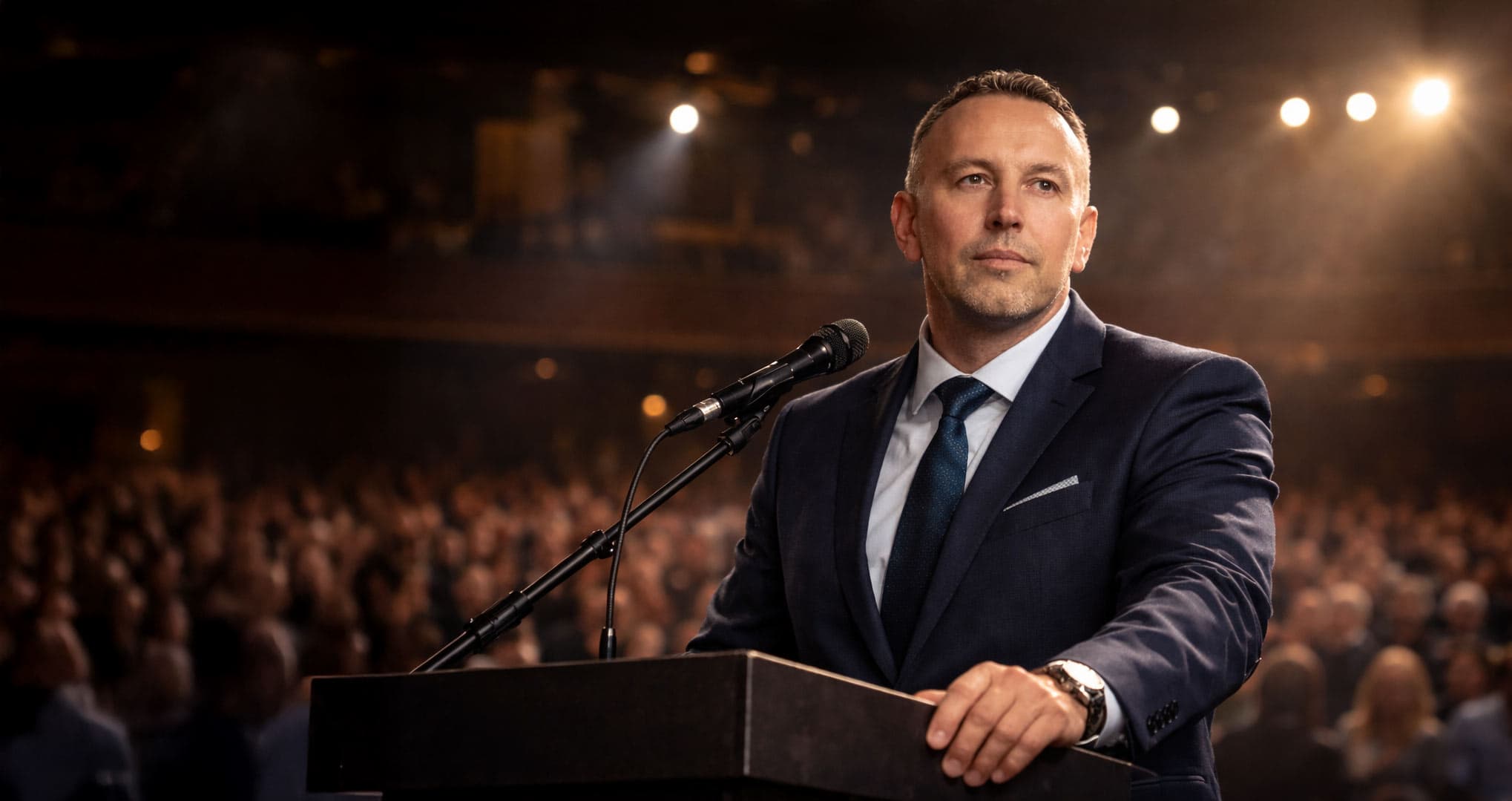 Denis Karasyov speaking at an event