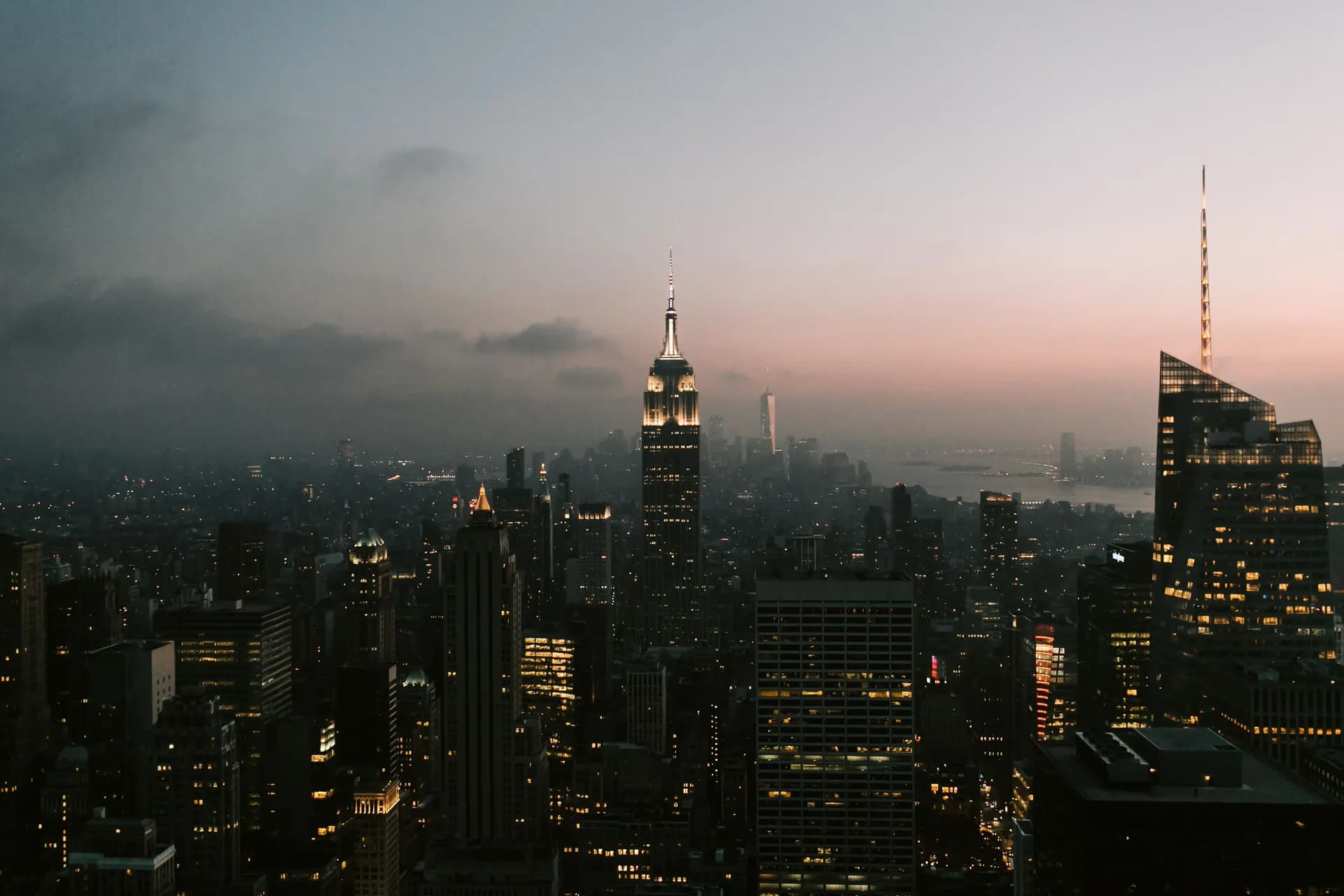 New York skyline at dusk
